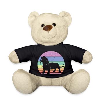 Rétro Teckel Silhouette - Cadeau Amoureux des Chiens - Nounours - noir - Devant
