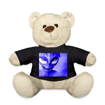 Alien with Sharp Teeth Design - Blue - Teddy Bear - black - Front