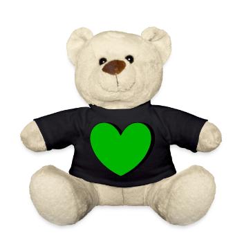 Grünes Herz grün Geschenk  - Teddy - Schwarz - Vorne