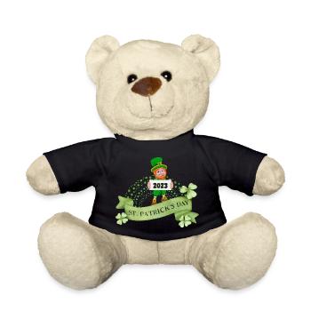 St. Patrick's Day 2023 Kobold mit Kleeblatt Irland - Teddy - Schwarz - Vorne