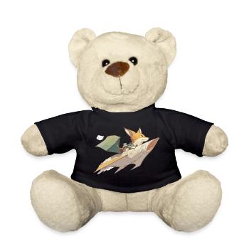 Haki the fox and his paper plane - Teddy Bear - black - Front