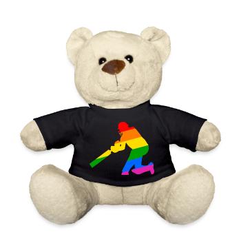 Cricket Spieler mit Regenbogen Geschenkidee - Teddy - Schwarz - Vorne