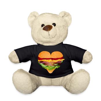 stuffed burger bun in heart shape variation - Teddy Bear - black - Front