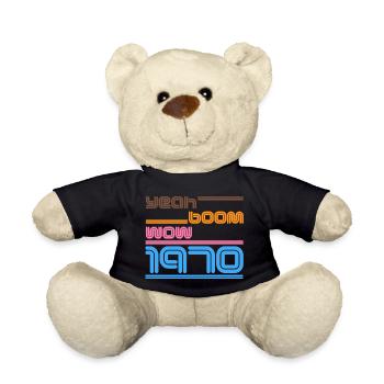 Year of birth Shirt Retro yes Boom Wow 1970 - Teddy Bear - black - Front