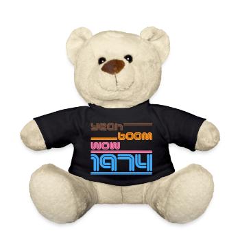 Vintage 1974 Shirt Retro yes Boom Wow - Teddy Bear - black - Front