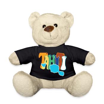 Beautiful souvenir gift idea map of the island Tahiti - Teddy Bear - black - Front