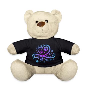 Herz mit Pfötchen und Sternen - Teddy - Schwarz - Vorne
