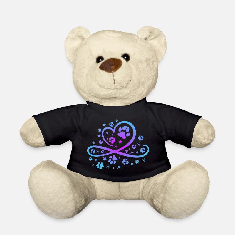 Herz mit Pfötchen und Sternen - Teddy - Schwarz