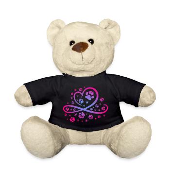 Herz mit Pfötchen und Sternen - Teddy - Schwarz - Vorne