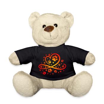 Herz mit Pfötchen und Sternen - Teddy - Schwarz - Vorne