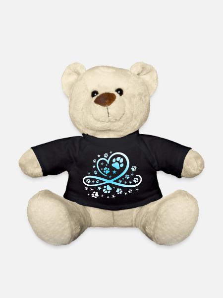 Herz mit Pfötchen und Sternen - Teddy - Schwarz