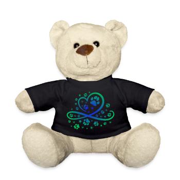 Herz mit Pfötchen und Sternen - Teddy - Schwarz - Vorne
