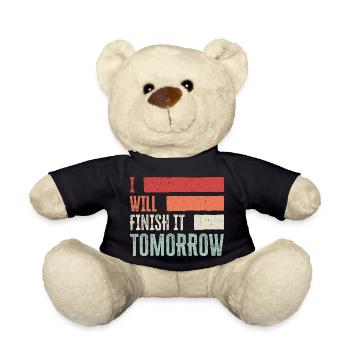Drôle de design « Je le terminerai demain » - Nounours - noir - Devant