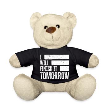 Drôle de design « Je le terminerai demain » - Nounours - noir - Devant