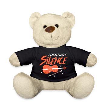 I Destroy Silence Violinist Violin Orchestra - Teddy Bear - black - Front