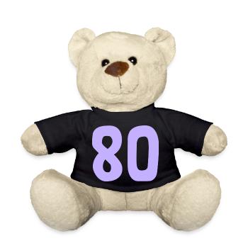 80. 80 YEARS. 80th ANNIVERSARY. 80TH BIRTHDAY. - Teddy Bear - black - Front