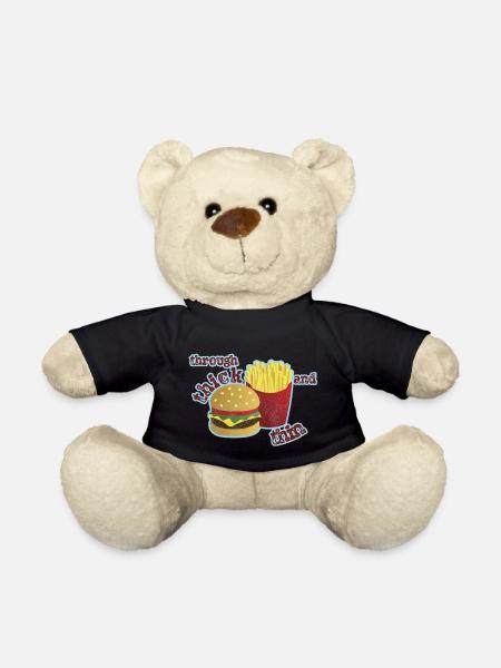 Burger mit Pommes - Teddy - Schwarz