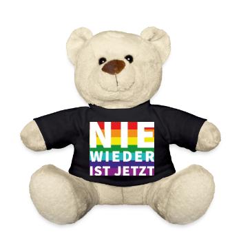 Nie wieder Schriftzug Pride Weisser Text - Teddy - Schwarz - Vorne
