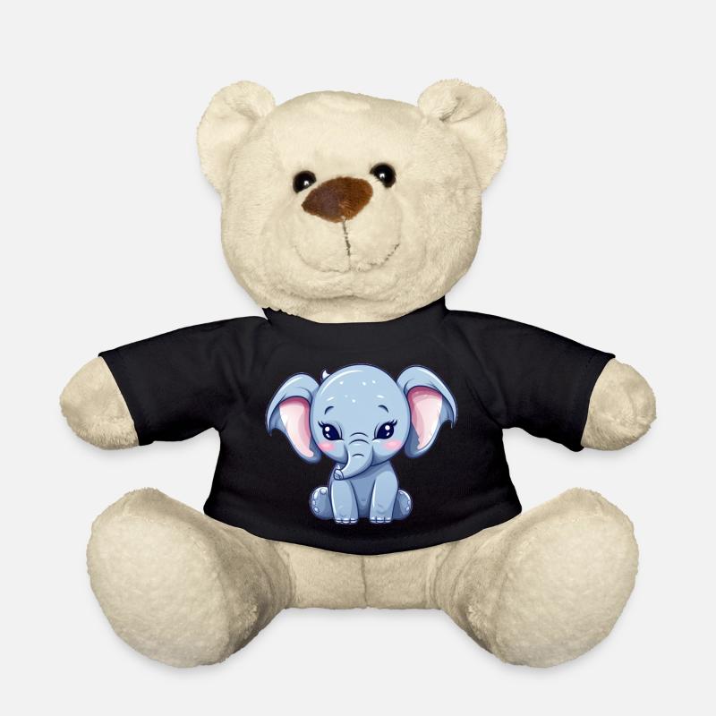 Éléphant kawaii - Nounours - noir