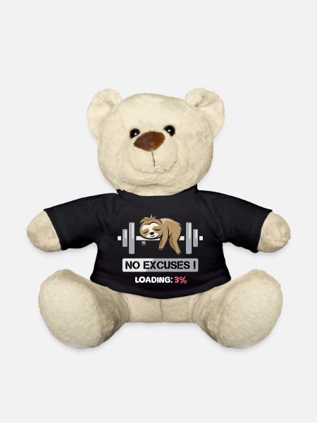 Fitness Faultier Bodybilding no excuses lustig - Teddy - Schwarz