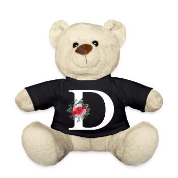 Roter Blumenbuchstabe D - Teddy - Schwarz - Vorne