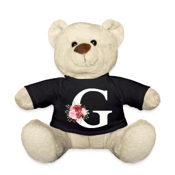 Lettre g floral rouge - Nounours - noir - Devant