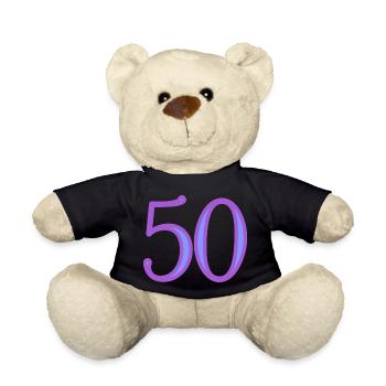 50. 50 ANS. 50e ANNIVERSAIRE. ANNIVERSAIRE 50 ANS. - Nounours - noir - Devant