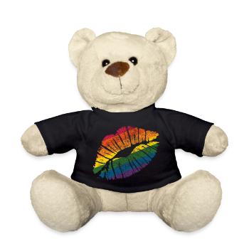 Smooch rainbow Lipstick Kiss Mark Love Statement - Teddy Bear - black - Front