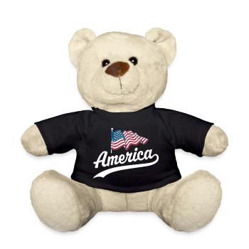 America Flag - Teddy Bear - black - Front