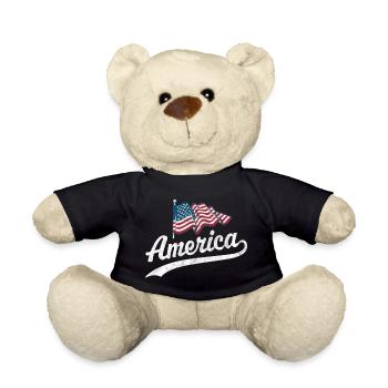 America Flag - Teddy Bear - black - Front