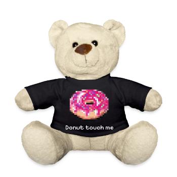Donut touch me white funny pixel - Teddy Bear - black - Front