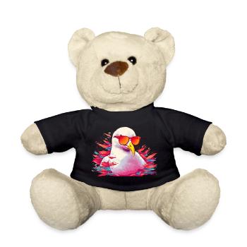 Pink seagull with sunglasses - Teddy Bear - black - Front