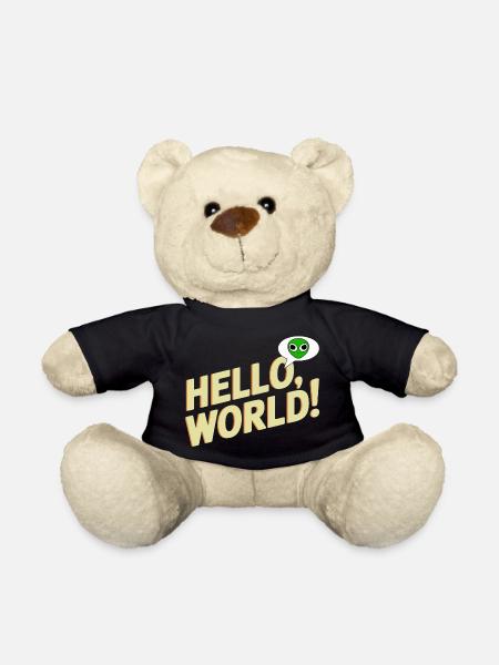 Playful Alien Hello World Design - Teddy Bear - black