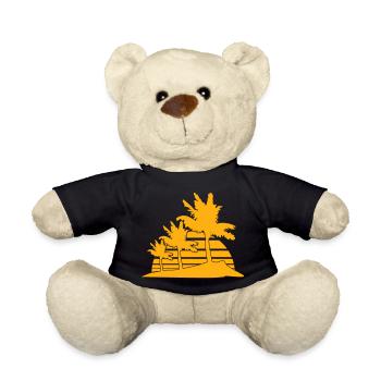 3 Palm Trees Island Tree Stripes Sun Sunset - Teddy Bear - black - Front