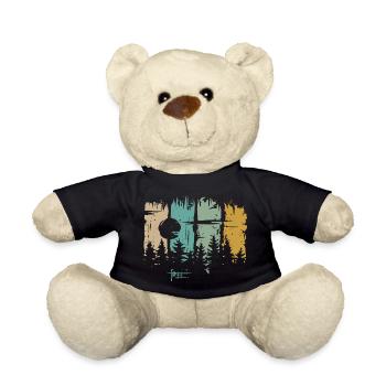 Retro Moon & Forest Design – Free Lettering & Nature - Teddy Bear - black - Front