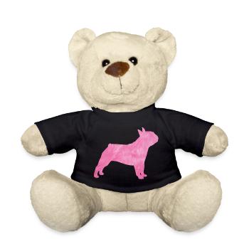 Mops flauschig Fell Hund rosa Herrchen Frauchen - Teddy - Schwarz - Vorne