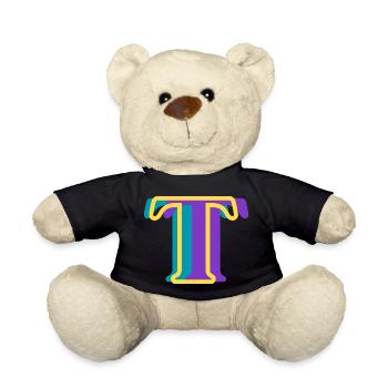 Multi-coloured letter t - Teddy Bear - black - Front