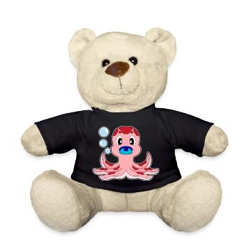 Octopus Baby Pacifier - Teddy Bear - black - Front