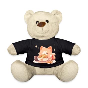 Cat kitten Funny spaghetti eating fat humor - Teddy Bear - black - Front