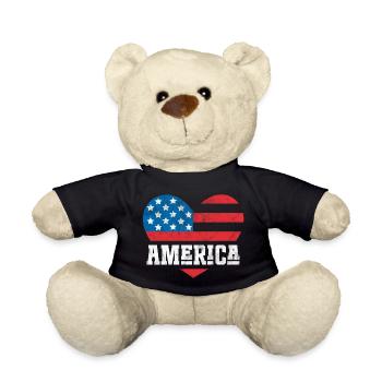 America Flag Heart - Teddy Bear - black - Front