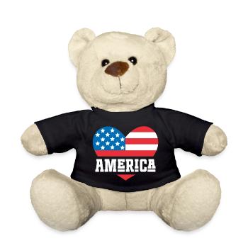 America Flag Heart - Teddy Bear - black - Front