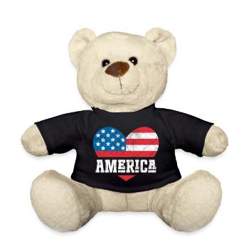 America Flag Heart - Teddy Bear - black - Front