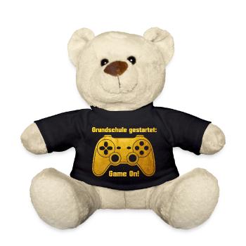 Einschulung - Game on - Spielkonsole - goldfarben - Teddy - Schwarz - Vorne