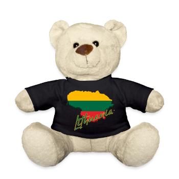 Map of Lithuania, flag of Lithuania - Teddy Bear - black - Front