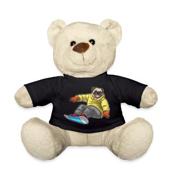 Mops Snowboarder Snowboard - Teddy - Schwarz - Vorne