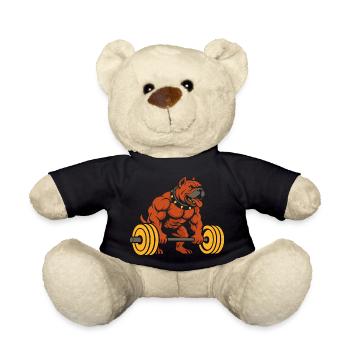 Muscular Bulldog Weightlifting Design - Teddy Bear - black - Front