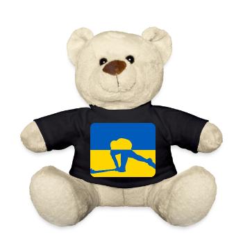Ukraine Peace Hockey Design - Teddy Bear - black - Front