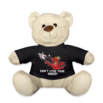 Whimsical Dragon and Sheep Eternal Reminder - Teddy Bear - black - Front