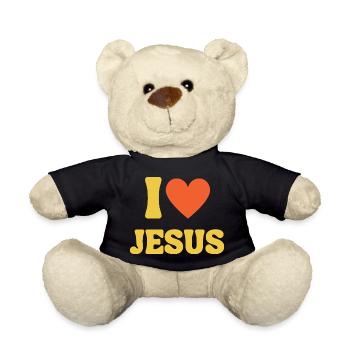 J'aime Jésus, j'aime le t-shirt chrétien, la foi - Nounours - noir - Devant