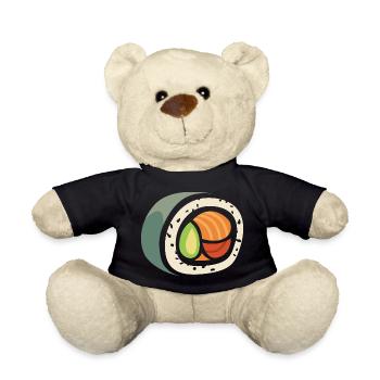 Sushi Rolle Cartoon – Lustiges Food Design - Teddy - Schwarz - Vorne